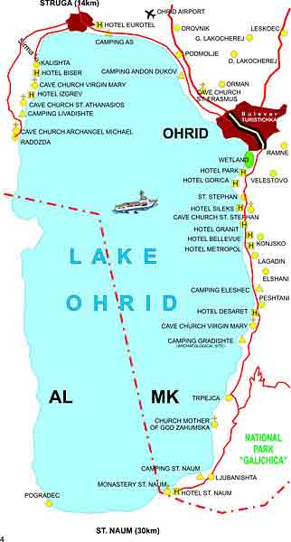 map Ohrid Lake